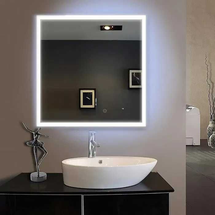 Музикално блутут ЛЕД LED огледало за баня, 80х80 против замъгляване