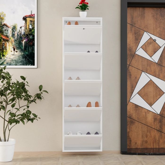 Метален стенен стелаж за обувки с ключ