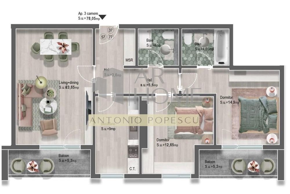 Apartament 3 camere, in Ploiesti, zona Nord MRS Gradinile.