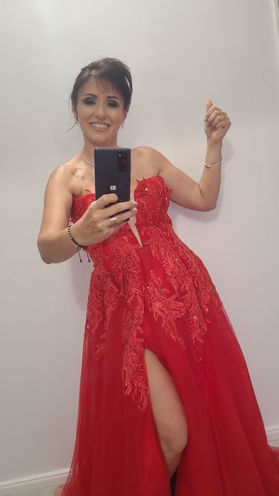 rochie tull rosie de ocazie