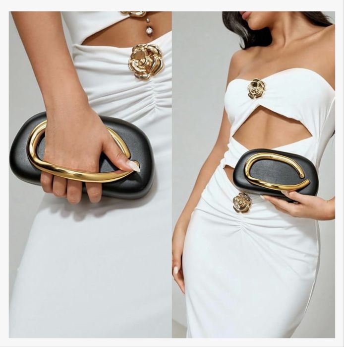 Дамска чанта луксозна черно/бяло