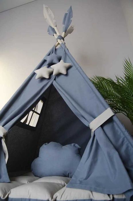 Вигвам детский с ковриком LiliKids Стальной