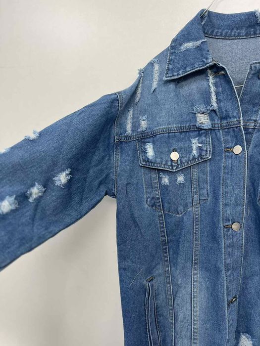 Накъсано дълго дънково яке Shein