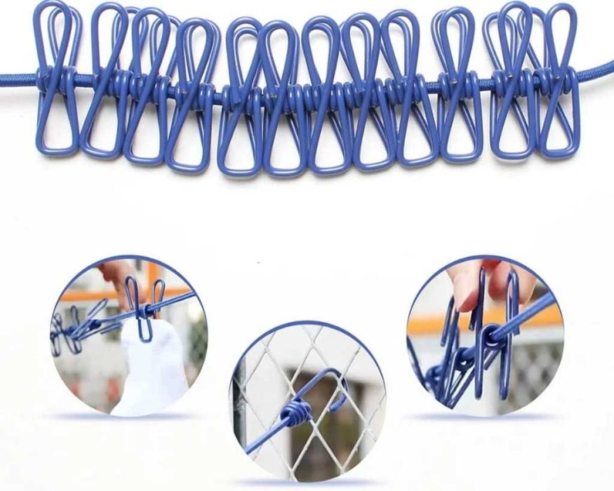 Преносимо въже за простор с щипки за пътуване и къмпингуване