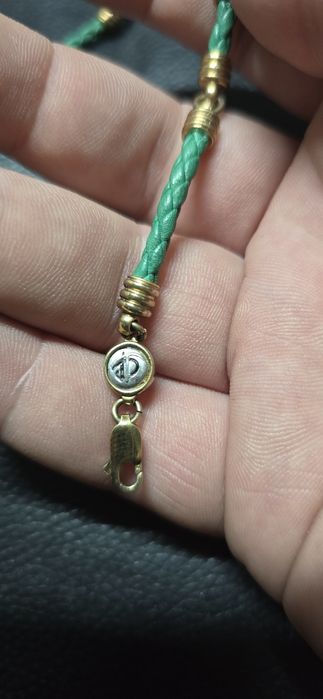 Brățară argint aurit cu piele firmă