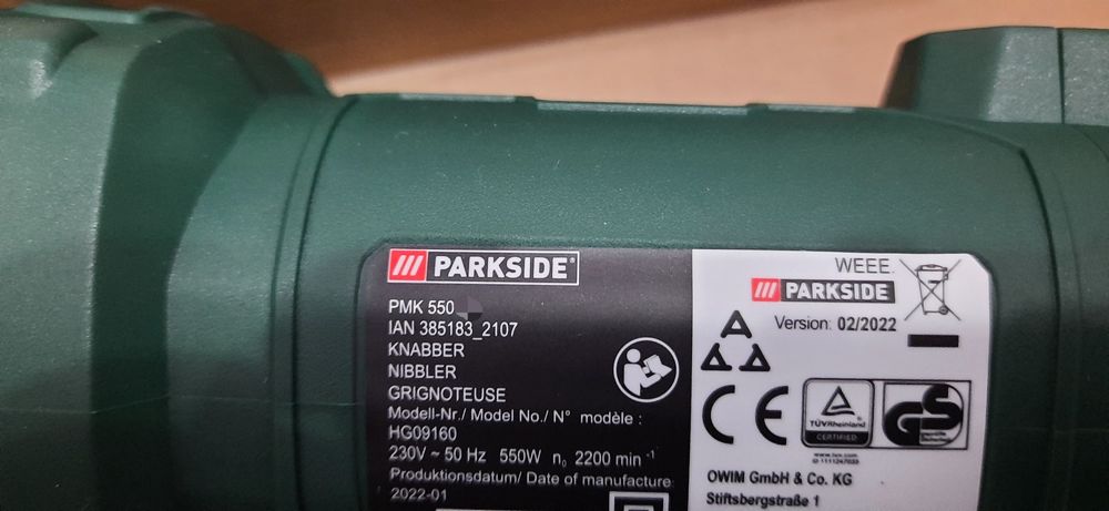 Masina de taiat tabla Parkside PMK 550 W, 2200 rpm,Nou!