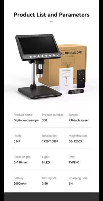Microscop 7 inch ecran LCD digital mobil electronica