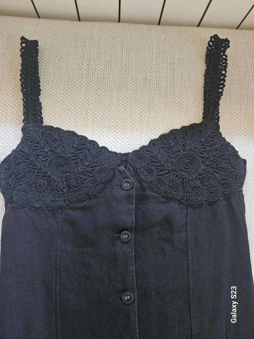 Ленена рокля с бродерия H&M размер S