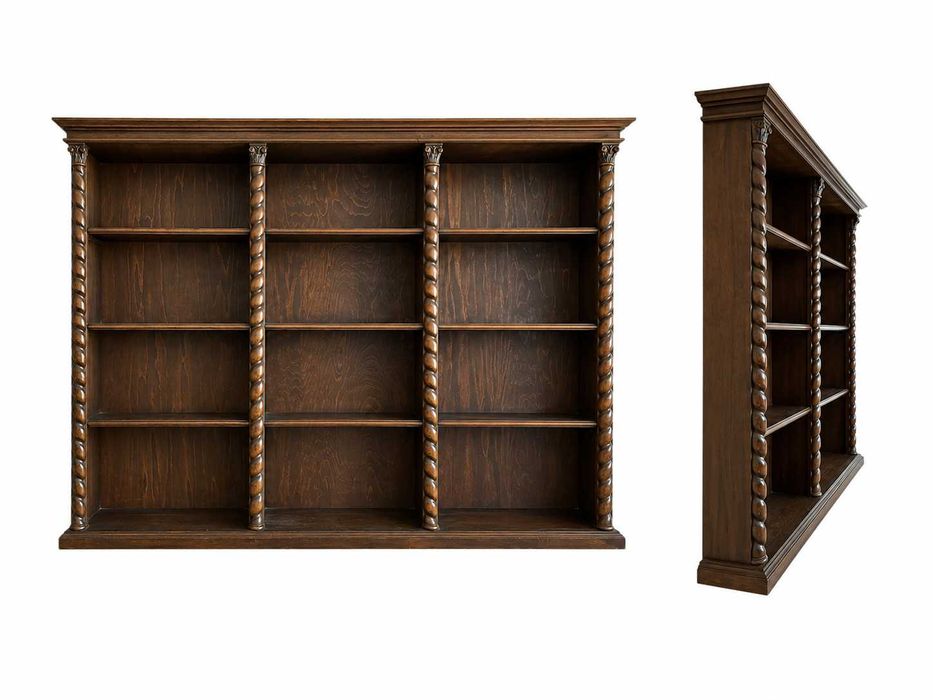 Raft Vintage Stil Baroc Revival; Biblioteca din lemn; Mic dulap cu polite