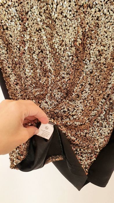 Rochie neagră paiete aurii Ebelieve S mini party club glamour elegantă sexy transparentă