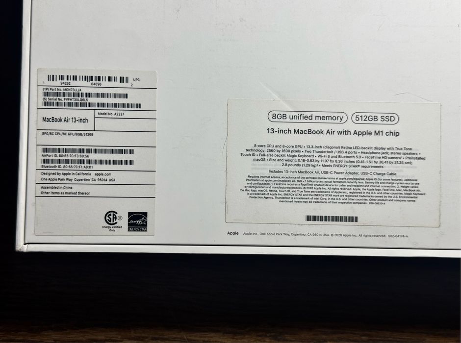 MacBook Air 8/512GB M1 chip