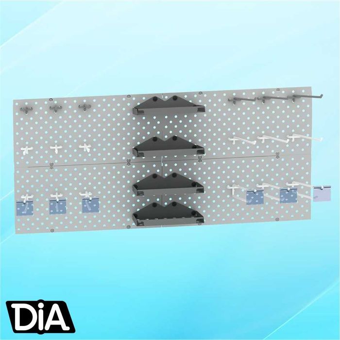 Teshilgan panel, перфопанель, do'konda ilgaklar uchun teshilgan panel