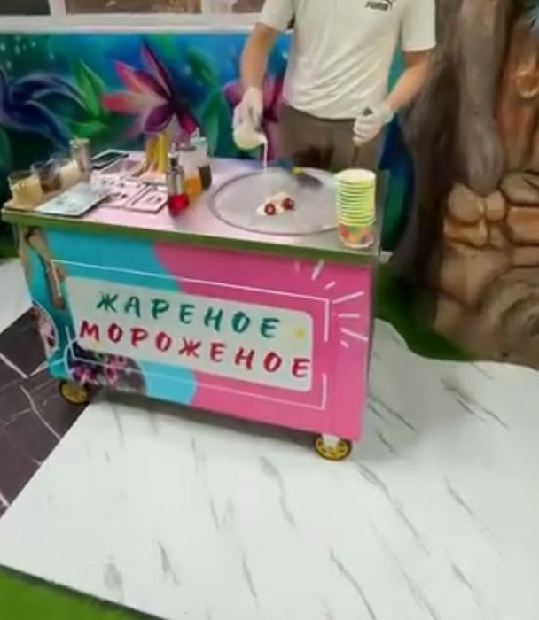 Тайское мороженое Жареное мороженое аппарат, готовый бизнес