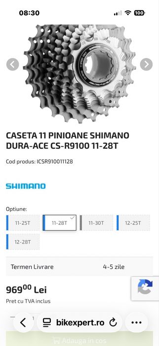 Caseta pinioane Shimano Dura Ace 11 viteze CS 9000 (11-28T)