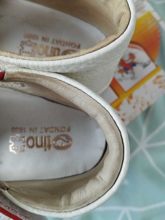 Sandale Tino fetițe, alb cu roșu, piele naturala, mărime 24