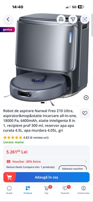 Robot de aspirare Narwal Freo Z10 Ultra. Nou