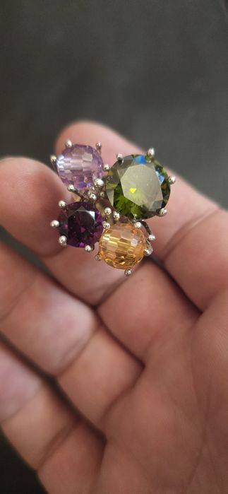 Inel argint ametist citirin peridot