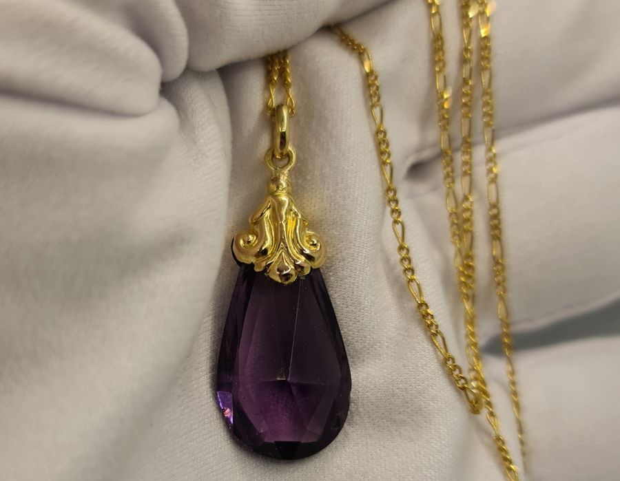 Pandant aur galben 18k cu ametist natural