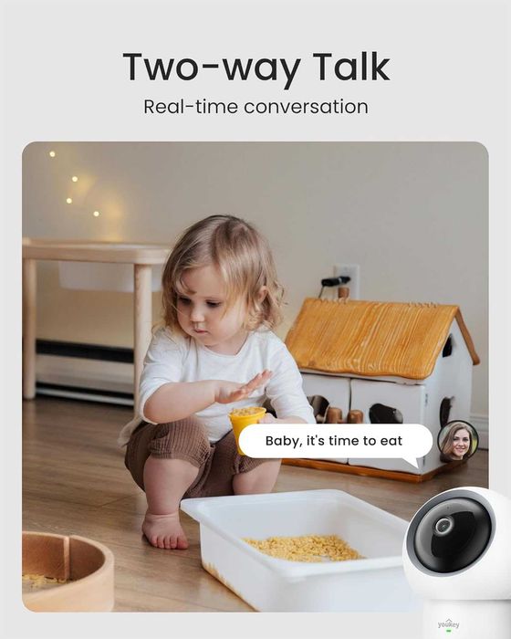 Youkey 2.5K вътрешна камера за сигурност, бебефон с 5GHz/2.4GHz WiFi