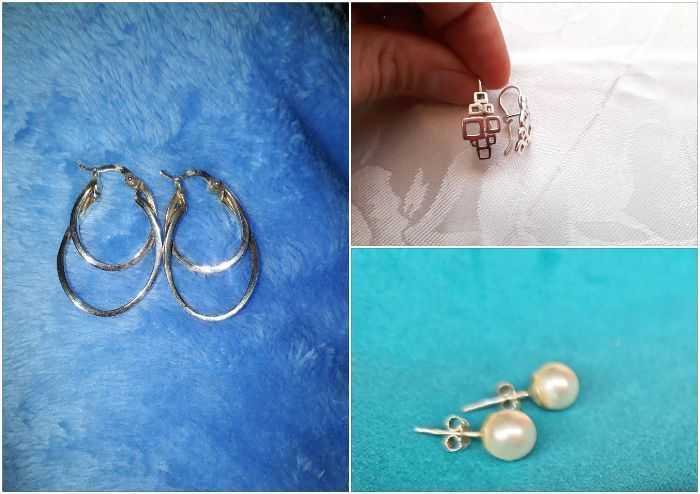 Сребърни обеци +торбичка