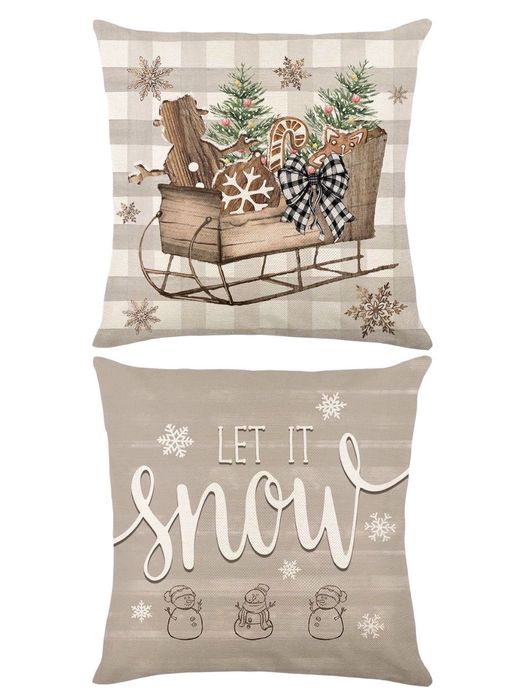 Декоративные наволочки с новогодним принтом 45×45 см (2 штуки)