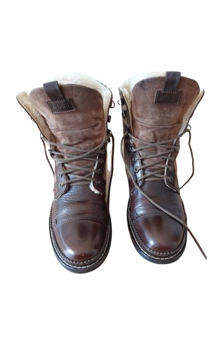 Ghete piele Hugo Boss blana miel marimea 41