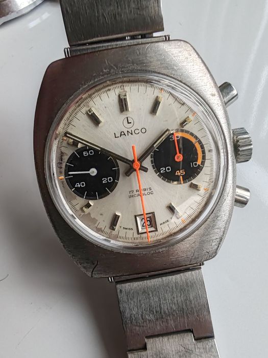 Ceas Lanco Chronograph Panda Dial 37,5 x42 mm Funcționează Impecabil!