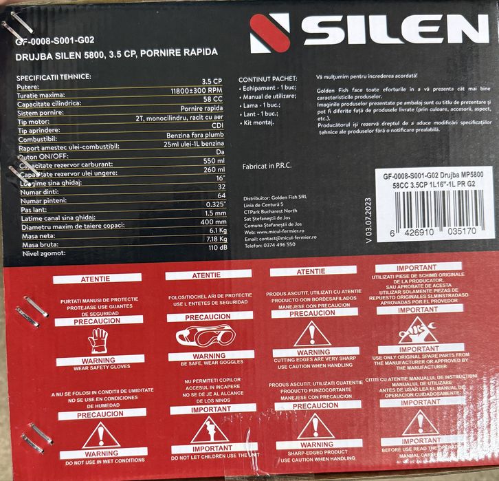 Drujbă / Motofierastraul SILEN 5800