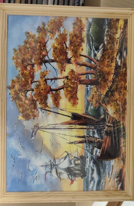 Tablou decorativ unicat cu pietricele, nou