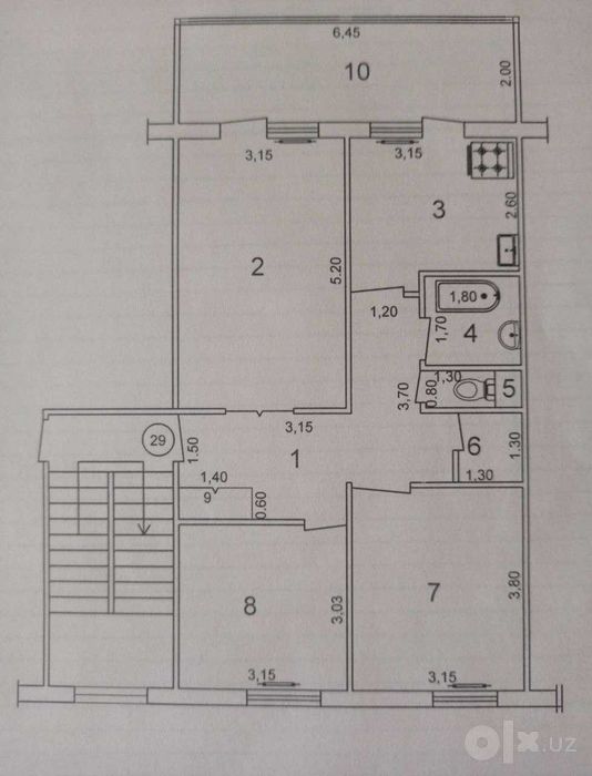 Продам 3 ком квартиру 2х6 Балкон Ахмад Югнакий №М661