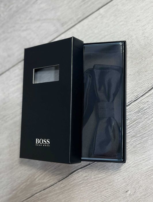 HUGO BOSS Черна копринена папийонка, Коледен подарък за мъже