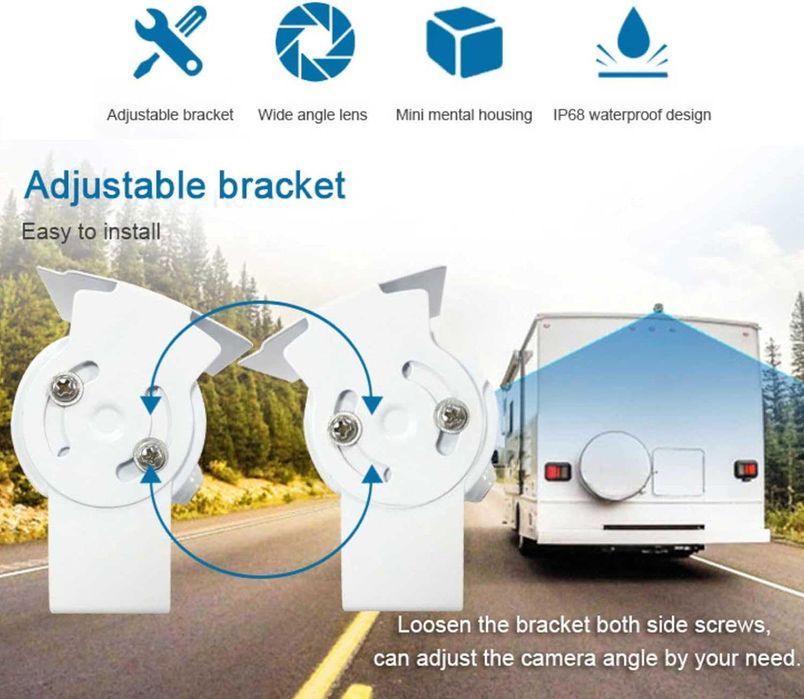 Камера за заден ход с двоен обектив, 7-инчов монитор за огледало