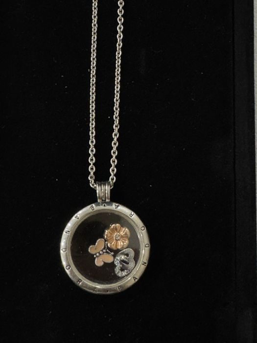 Оригинал! Ожерелье-медальон Pandora Floating Locket + 3 мини-шарма