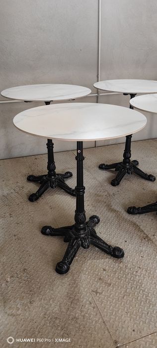 Маса за кафе , ф50 , с чугунена конструкция и хим.мрамор за плот