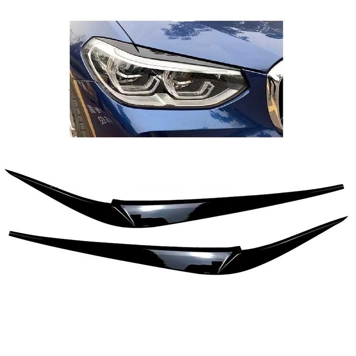 Set 2 Pleoape Faruri Far BMW X3 X4 G01 G02 2018-2023, Negru Lucios,ABS