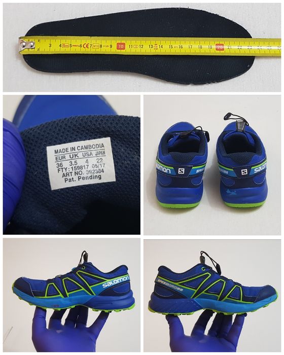 Pantofi sport, trail SALOMON SPEEDCROSS albastru verde lime, Nr. 36 EU