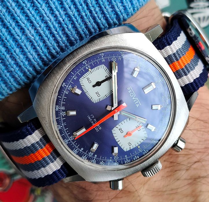 Ceas Cronograf Provita cal Elvetian Valjoux 7733 Otel 39mm accesoriu