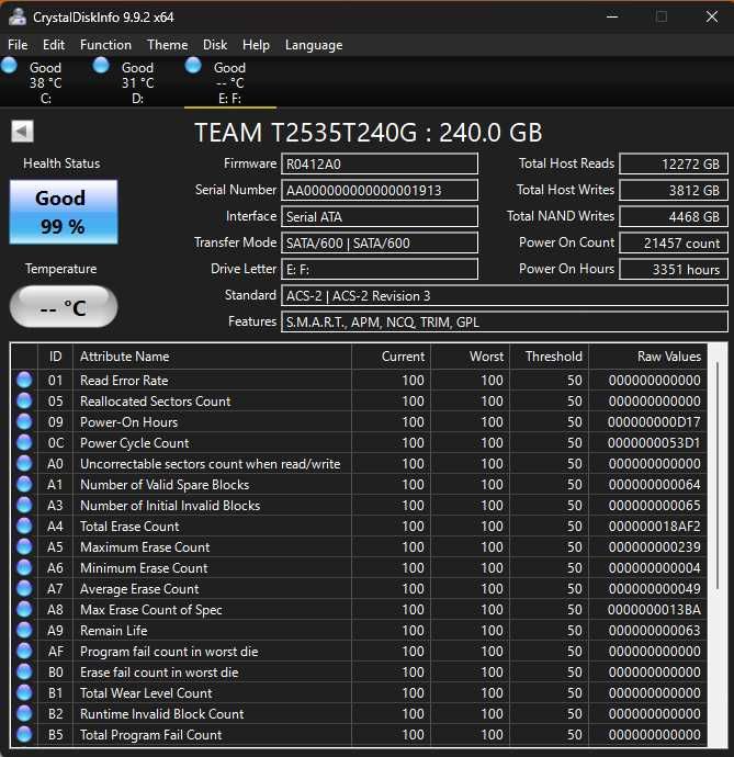 SSD TeamGroup L5 LITE 240GB SATA III - Stare Perfectă (Health 99%)