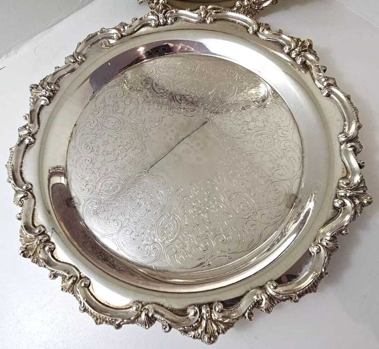 Два винтажных посеребренных больших блюда на стол из США