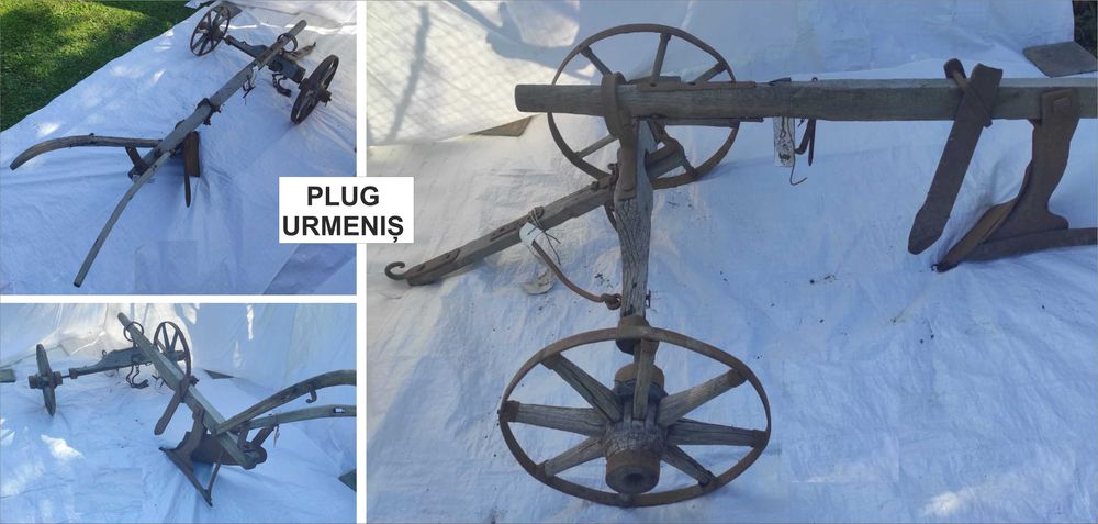 Pluguri vechi din lemn si fier + Sanie din lemn functionala