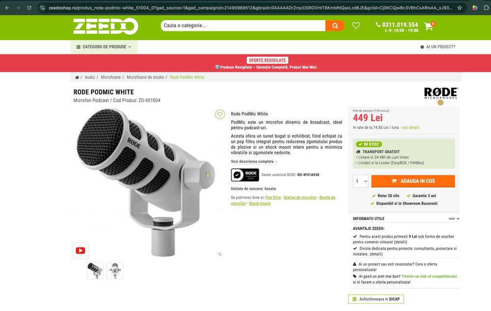 Kit Microfon Studio Rode + Stativ