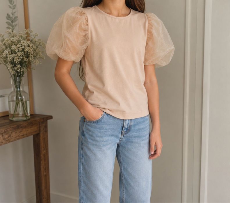 Tricou Zara roz pudrat, bumbac, 11-12 ani, nou, fără etichetă