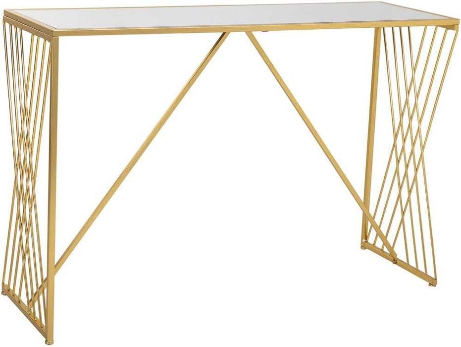 Masa de lucru funcțională și elegantă Consola metalica aurie cu oglinda Easy de Metal Auriu