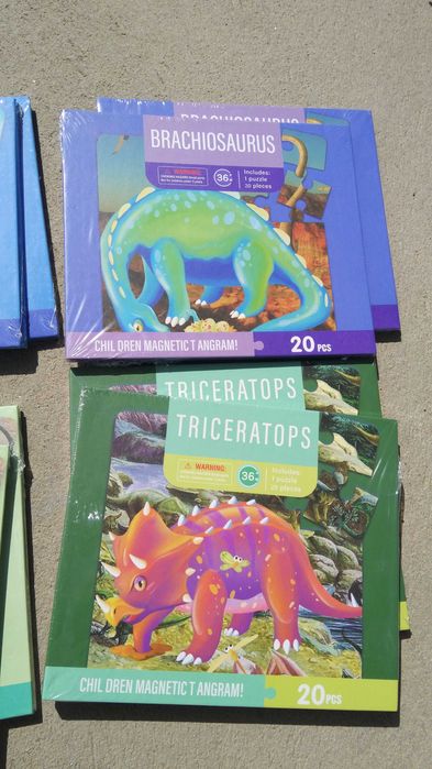 НАМАЛЕНИЯ! 6 модела магнитни пъзели с динозаври с магнитни корици