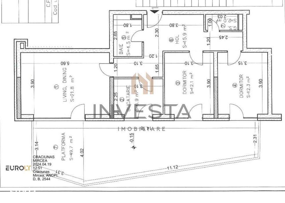 Apartament 3 camere decomandat cu terasa 49 mp, zona Baza Gheorgheni!