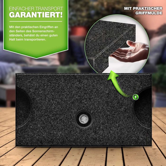 Гранитна стойка за чадъри с дръжка за носене Tillvex