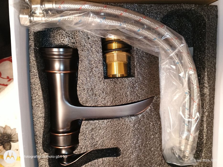 Baterie lavoar retro Stehen, neagra, montare pe chiuveta, cod 1341