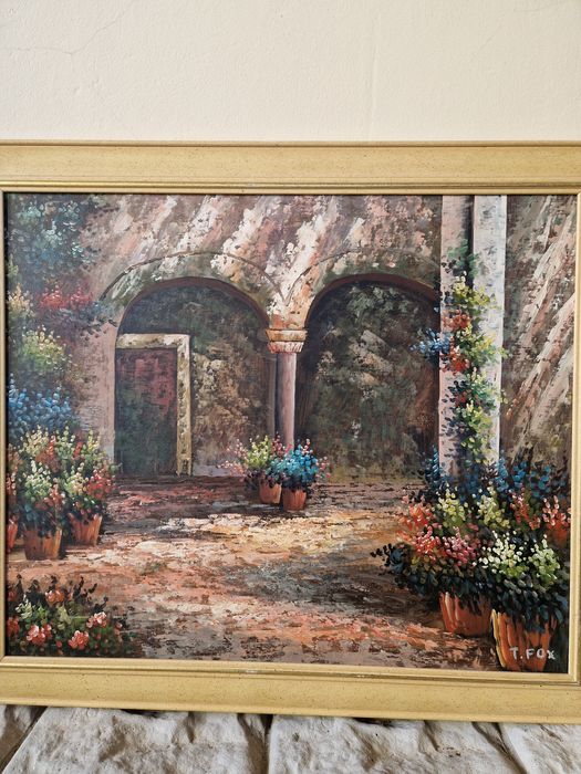 Страхотна антикварна авторска майсторска картина масло върху платно