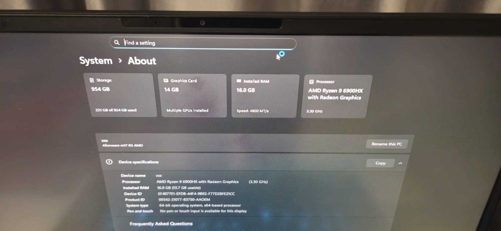 Laptop Alienware M17 r5 full amd