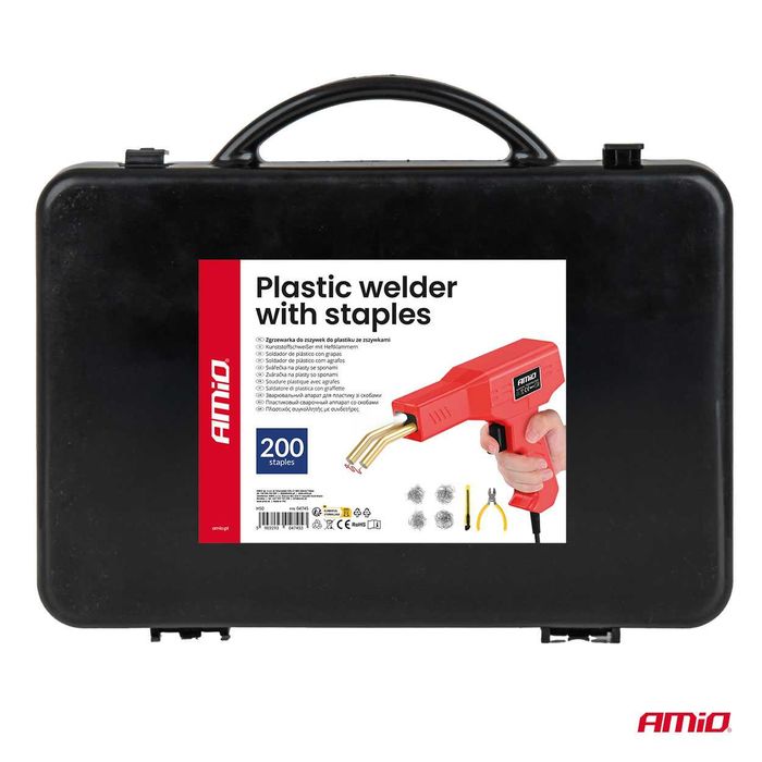 Pistol de lipit pentru plastic cu capse 200 buc / AMIO